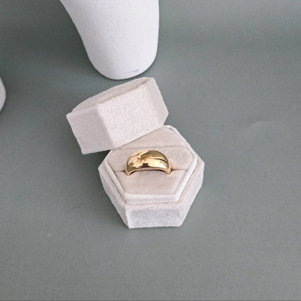 Stainless steel gold tone chunky ring new